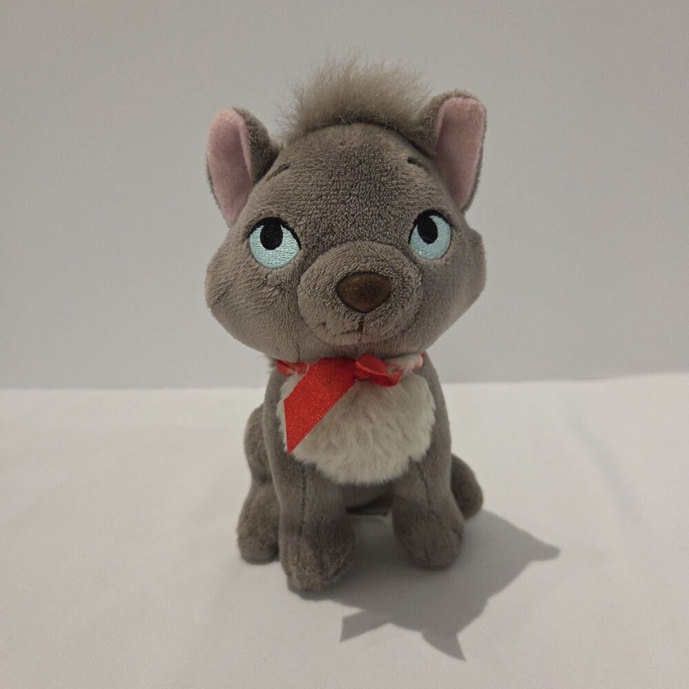 Disney Store The Aristocats Berlioz 7" Plush Gray Kitten with Ribbon Grey Rare